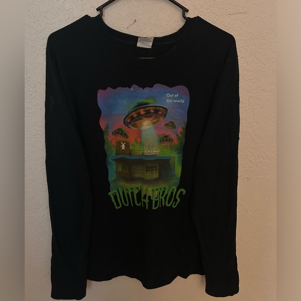 Dutch bros black out of this world spaceship long sleeve.